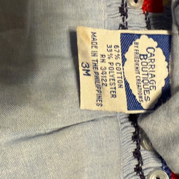 Carriage Boutiques Baby Boy Bubble Romper 3M Smocked Train w/ Button Wheels - Picture 3 of 3